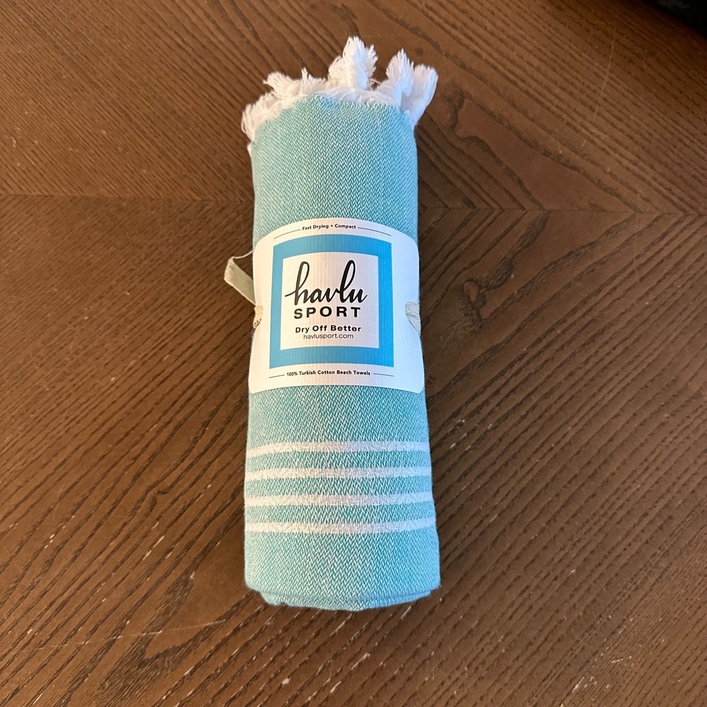 Havlu Sport Turkish Beach Towel 100% Cotton Towel Diamond Weave, Blue